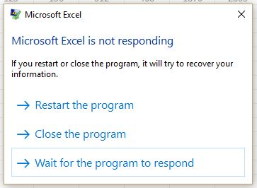  O Excel não está respondendo