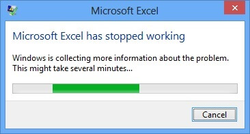 O Excel parou de funcionar.