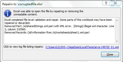 Excel conseguiu abrir o arquivo ao reparar ou remover o conteúdo ilegível
