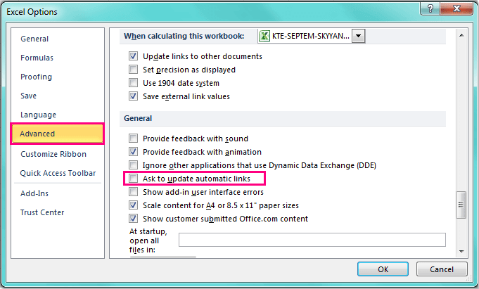We Can’t Update Some of The Links in Your Workbook