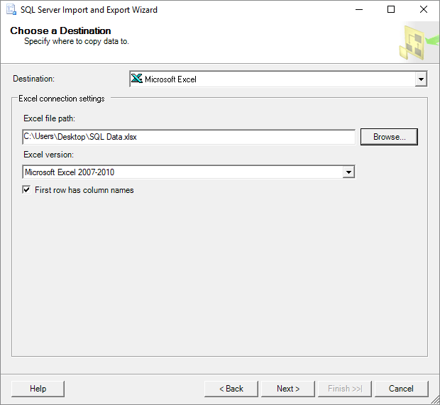 Exportar dados SQL para o Excel 3