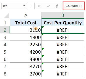 Excel # REF! Erro