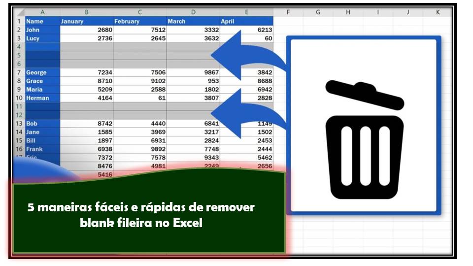 5 maneiras fáceis e rápidas de remover blank fileira no Excel