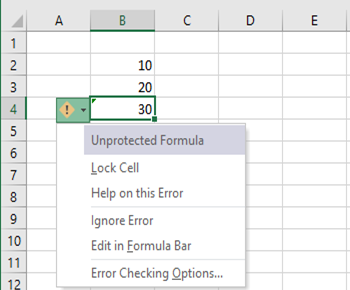  Erro de fórmula desprotegida do Excel 1