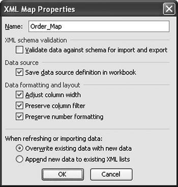 Propriedades do mapa XML