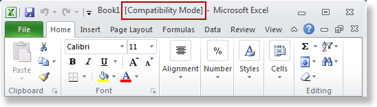 Execute o aplicativo Excel no modo de compatibilidade 1
