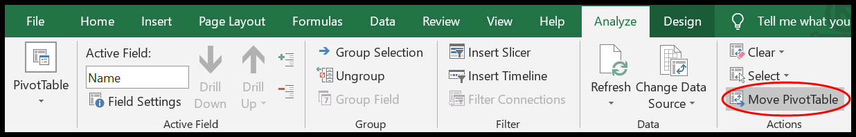 Mover uma Pivot Table para uma nova planilha