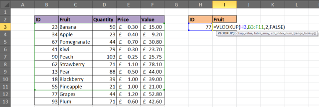 Excel VLOOKUP não está funcionando 5