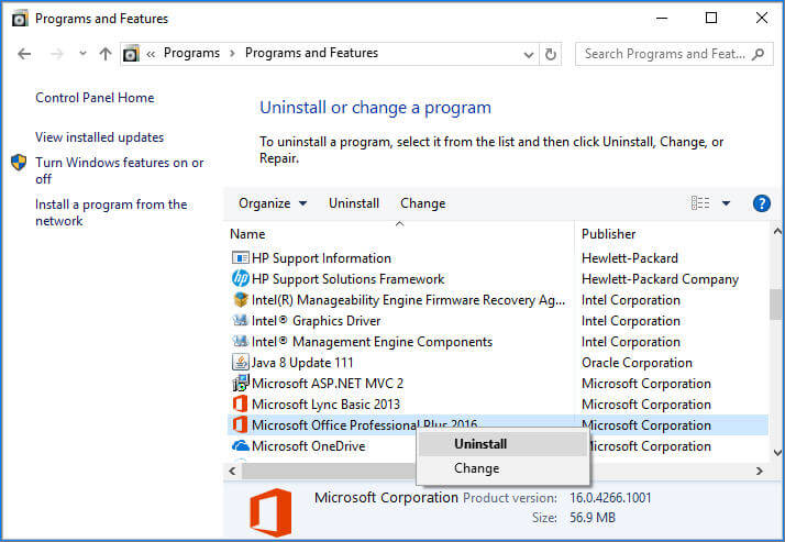 Reparar a instalação do MS Office 2