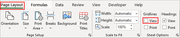 Linhas de grade do Excel faltando