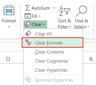Limpar formatos
