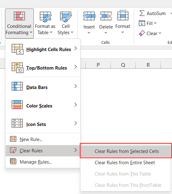 Remover formatação condicional