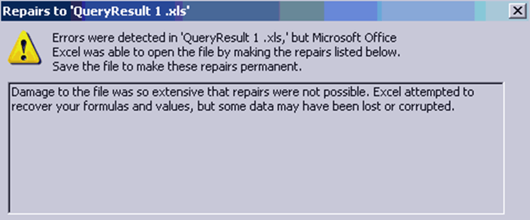 danos para o arquivo serem tão extensos