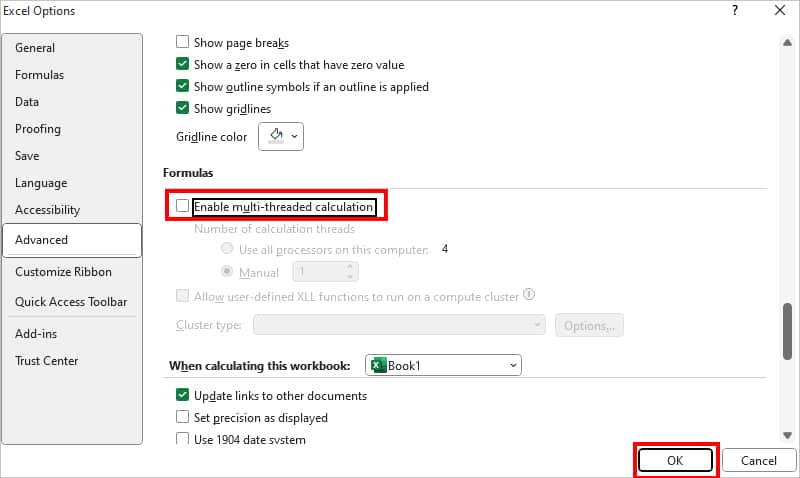 Excel ficou sem recursos ao Attempting calcular