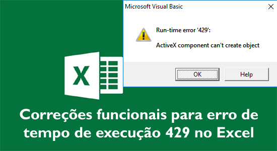 erro de tempo de execução 429 no Excel