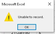 Unable to Record macro no Excel
