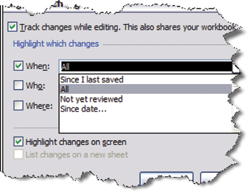 controle de alterações do Excel 