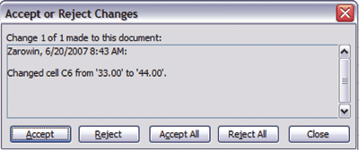 controle de alterações do Excel 