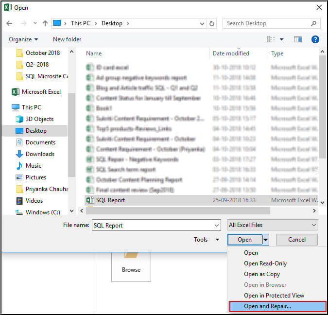 End Mode Excel não funciona