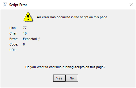 erro no script desta página no Excel