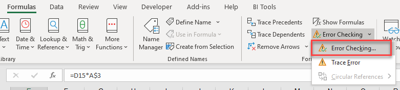 A fórmula que você Typed contém um erro no Excel