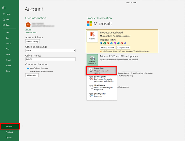 erro do Excel que cancelará um erro de atualização de dados pendente