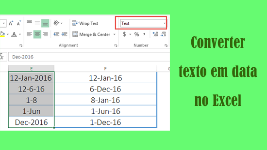 converter texto em data no Excel