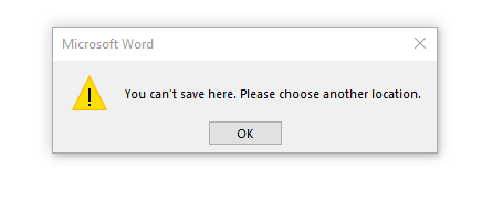 You Can’t Save Here Please Choose Another Location